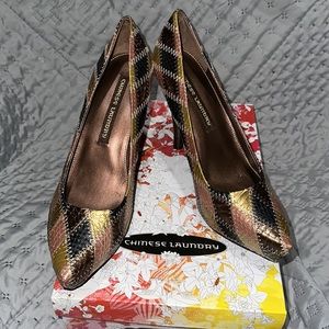 BRAND NEW/STILL IN THE BOX!! Chinese Laundry Multi Color Patchwork Heels